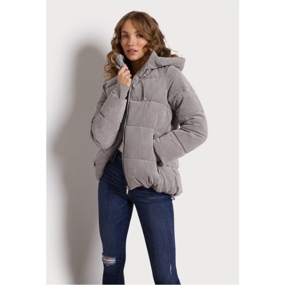 SAM EDELMAN Quilted Corduroy Hooded Puffer Jacket - XL - Picture 10 of 16